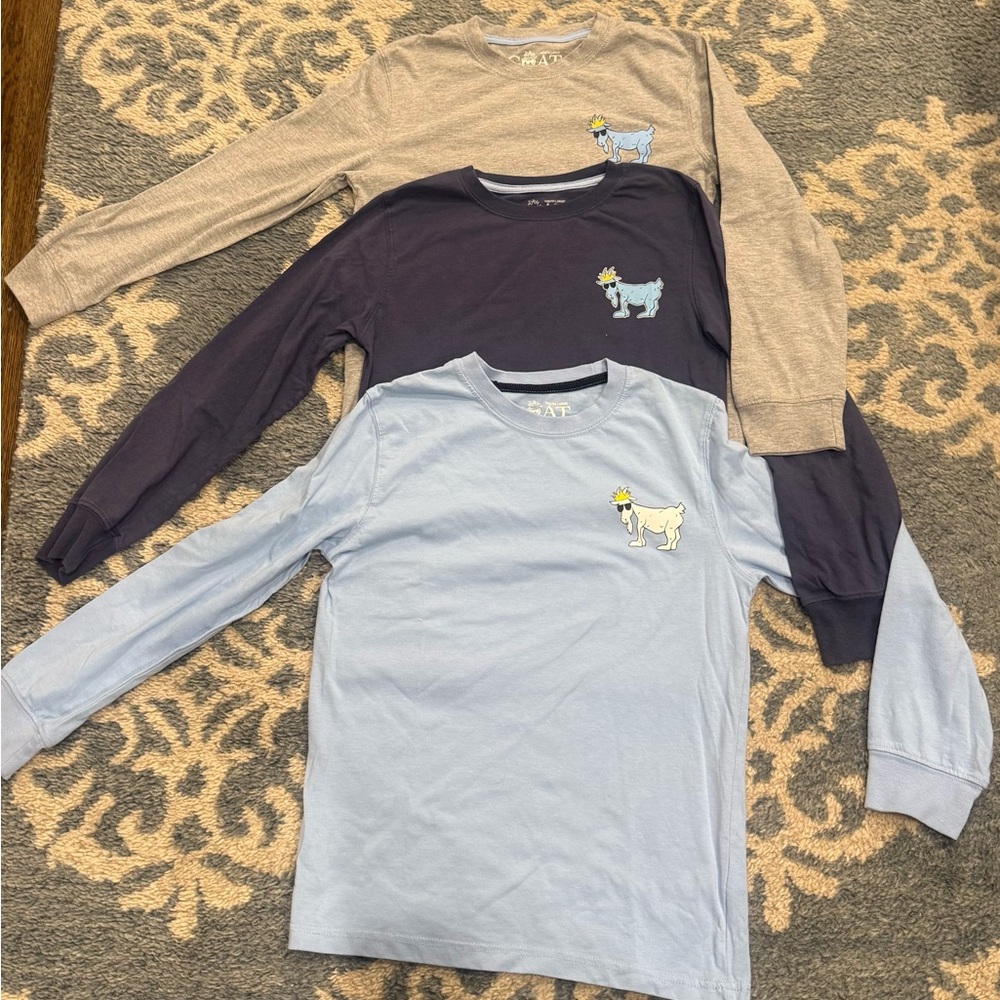 GOAT Kids Long-Sleeve Tee Set - Navy, Grey, grey sweatshirt & red shirt